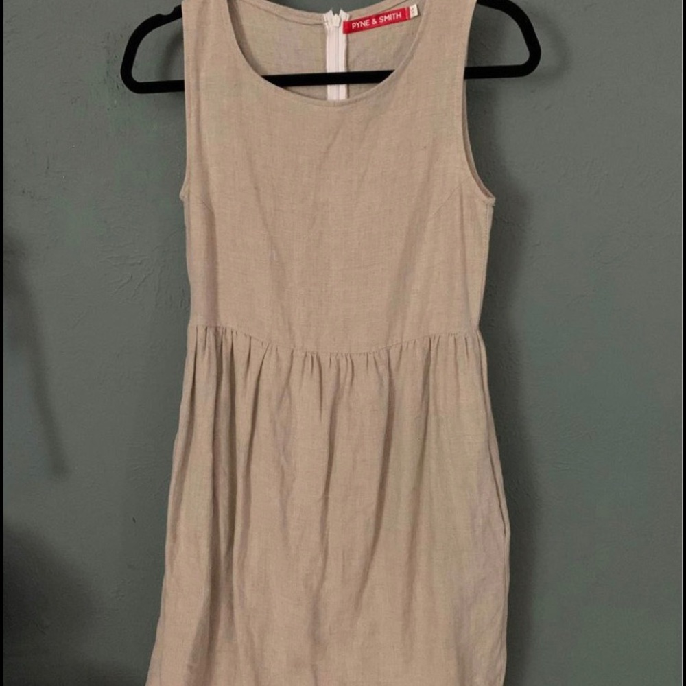 Natural color handmade linen dress, Size XS, Like New Condition